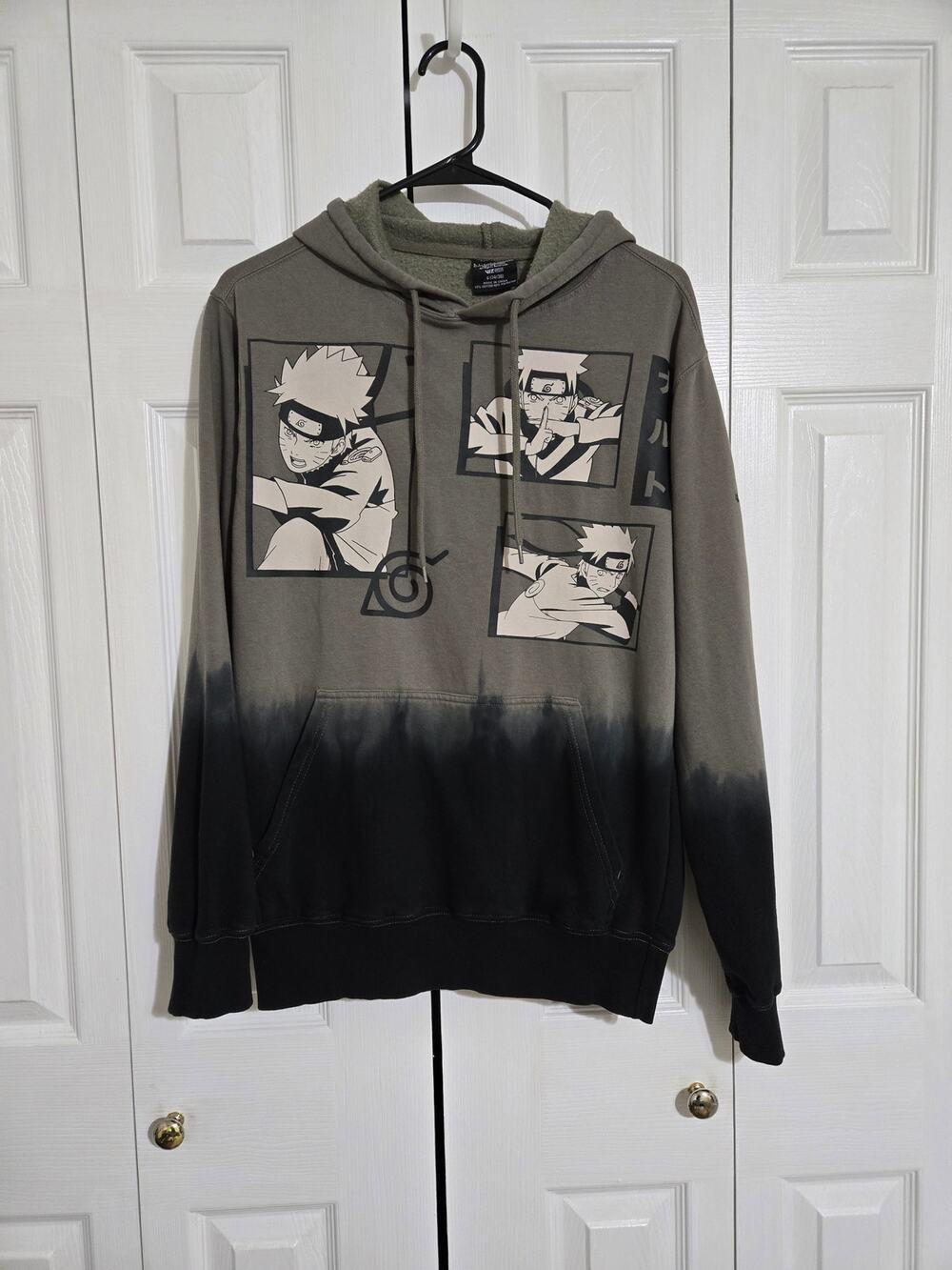 Naruto small men's green graphic hoodie